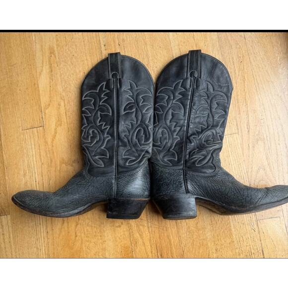 VTG Adams Biltrite Cowboy Boots Women's Leather Black Est Size 10.5 Men 9.5 - Picture 2 of 16